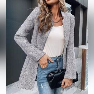 White And Gray Tweed Look Jacket Bougie Brand Unknown Woman’s Size S Career Wear